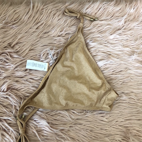 VITAMIN A Tie Side Bikini Bottom in golden glow. Bottom and top. Top size 8 M. - Picture 12 of 13